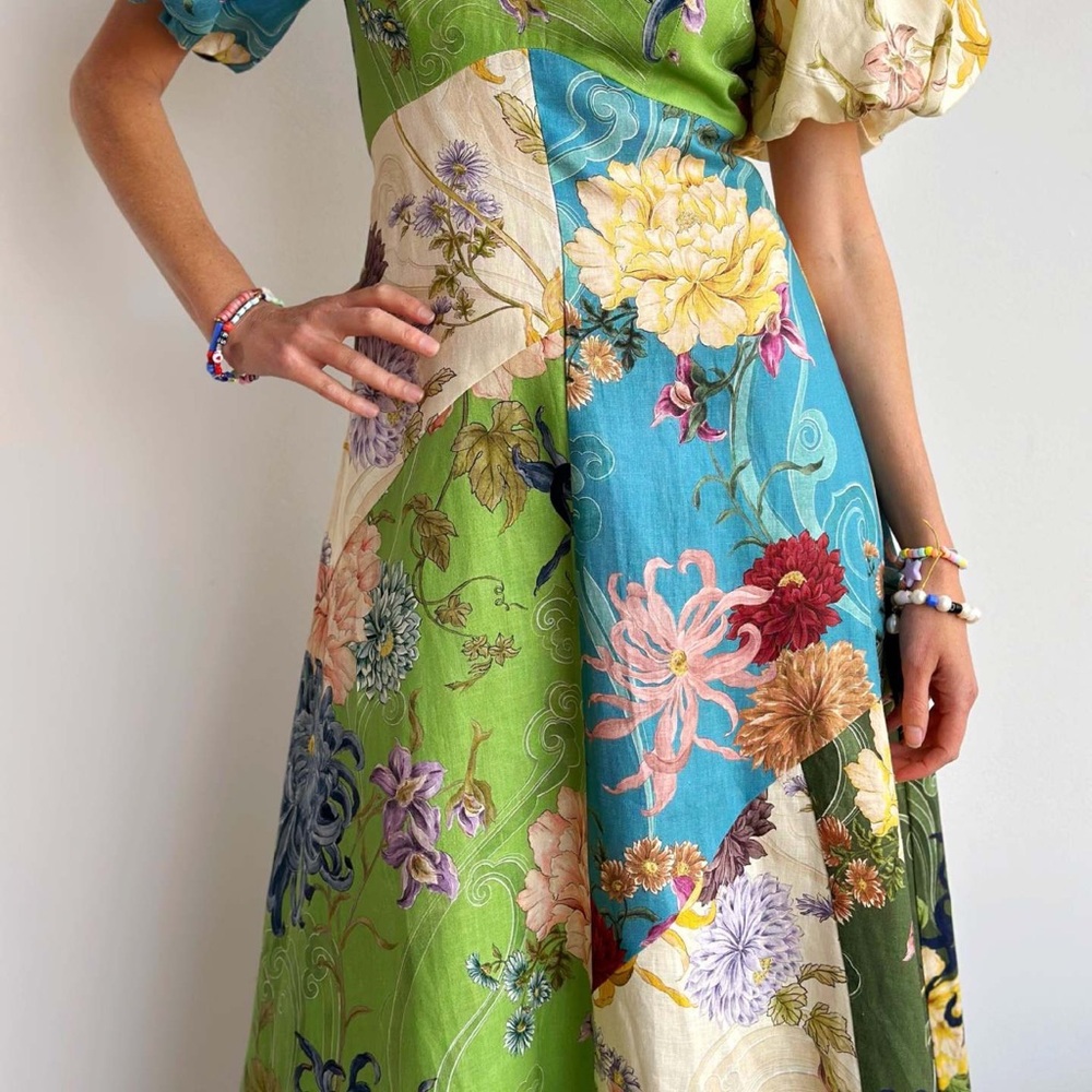 Zimmermann Multicolor Floral Patchwork Puff-Sleeve Maxi Dress - Picture 4 of 5